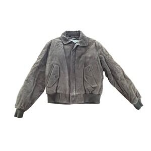 Vintage Members Only Suede Brown Bomber Jacket Shearling Liner Preppy 1980s 44